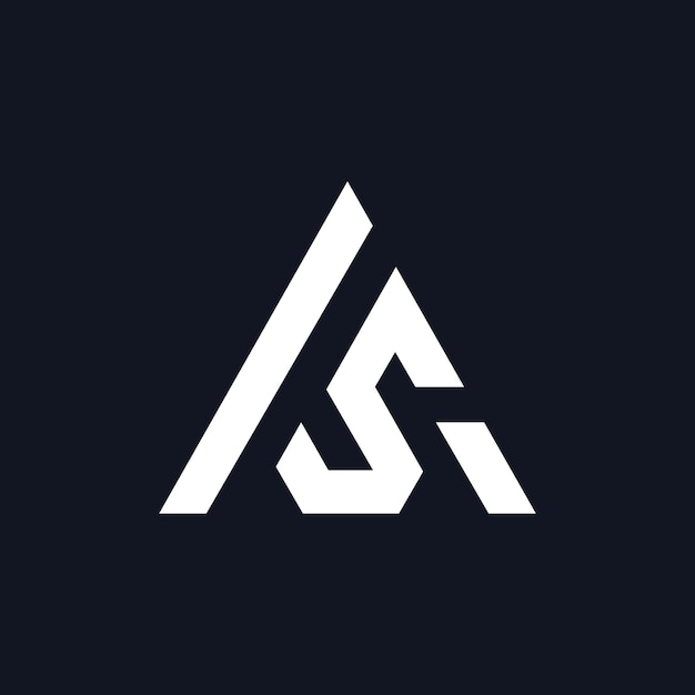 AS Monograma Logo Triángulo geométrico Diseño inicial mínimo