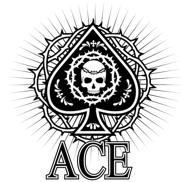 as de picas con calavera grunge diseño vintage camisetas