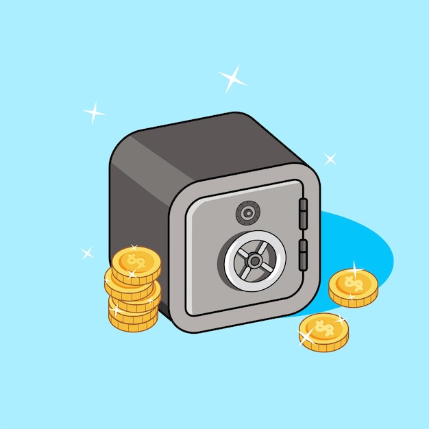 Asegure sus ahorros para su futuro diseño de dibujos animados de ilustración isométrica vectorial