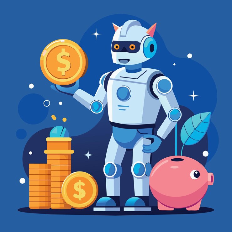 Vector asesor automático de inversiones o ahorros financieros o tecnología fintech que utiliza