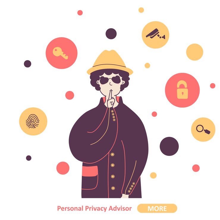 Vector asesor de privacidad personal experto ilustración vectorial plana