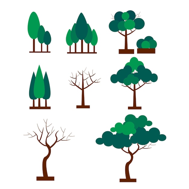 aset árbol vektor diseño plano
