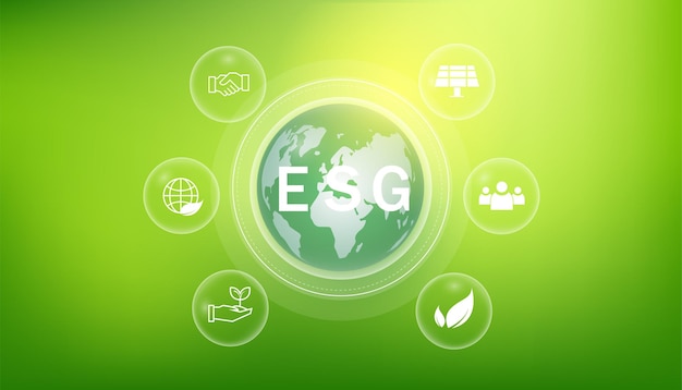 ASG. concepto de negocio, ambiental social y gobierno corporativo.con icono de concepto esg