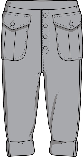 ash 2 poket joggers para niño ilustración vectorial plantilla paquete técnico dibujo técnico boceto plano