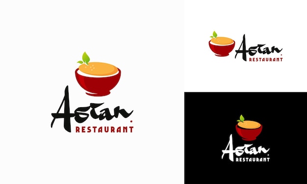 Asian food logo diseños concepto vector bowl logo símbolo icono plantilla