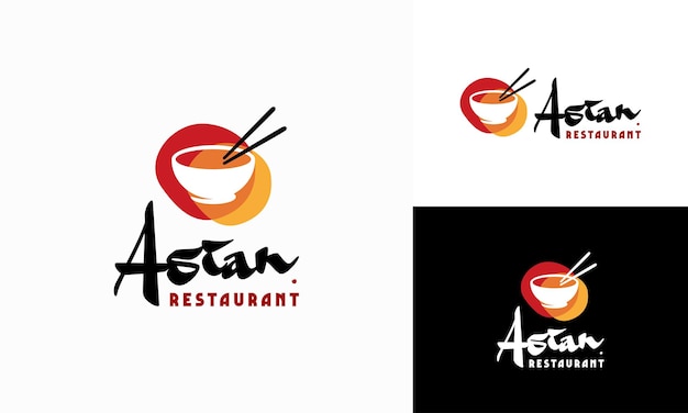 Asian Food logo diseños concepto vector Bowl logo símbolo icono plantilla