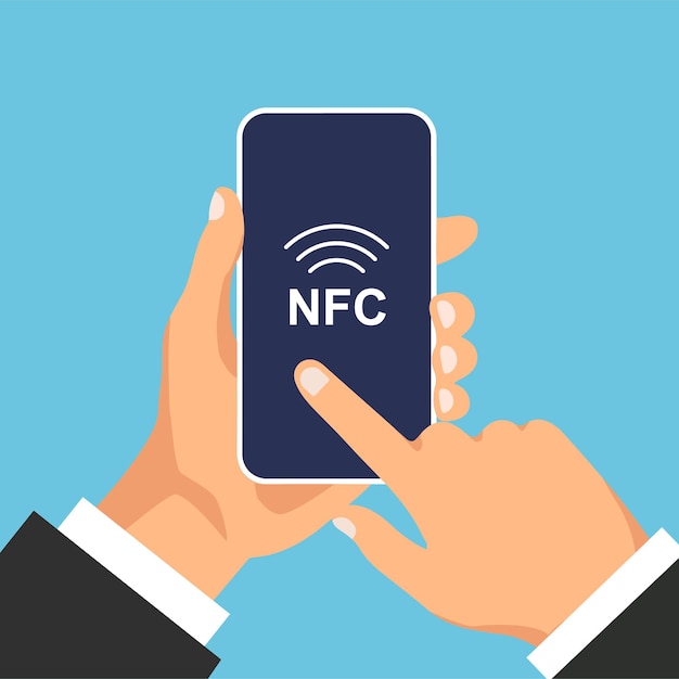 Asideros de teléfono inteligente sin contacto signo de pago inalámbrico pago por nfc con teléfono