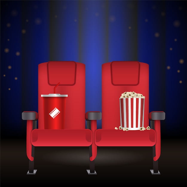 Asiento de cine de cine rojo realista