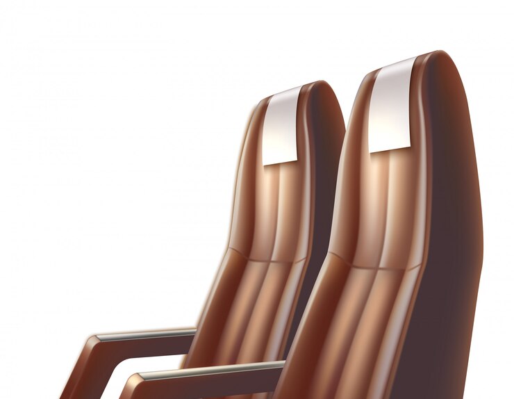 Vector asiento de cuero para pasajero de avión, autobús o automóvil