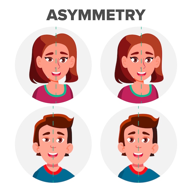 Asimetría de ojos del personaje hombre y niña