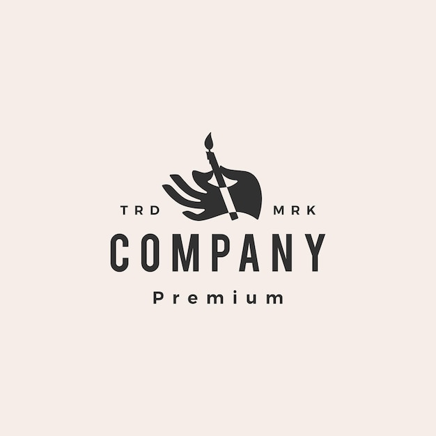 Asimiento de la mano vela hipster vintage logo plantilla