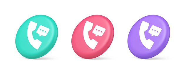 Asistencia en línea de ayuda chat consulta telefónica botón de soporte al cliente icono realista en 3D