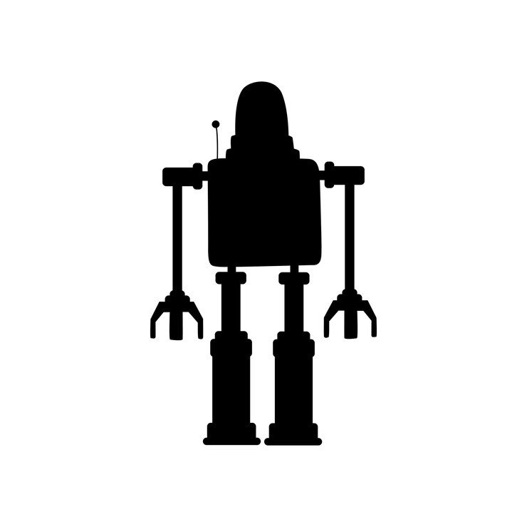 Vector asistente de ayudante de robot ai con garras de manos de agarre