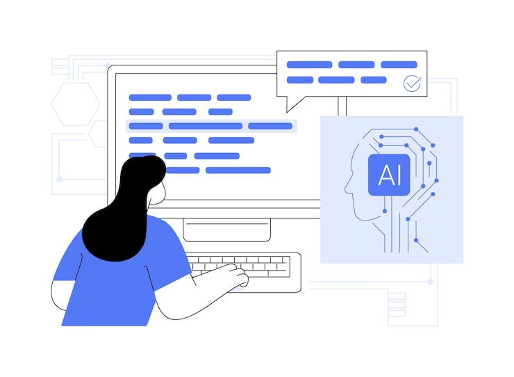 Vector un asistente de escritura empoderado ilustración vectorial de conceptos abstractos ay mejorando las herramientas de escritura en tiempo real