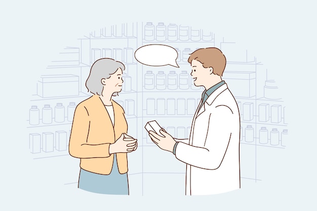 Asistente de farmacia durante el concepto de trabajo