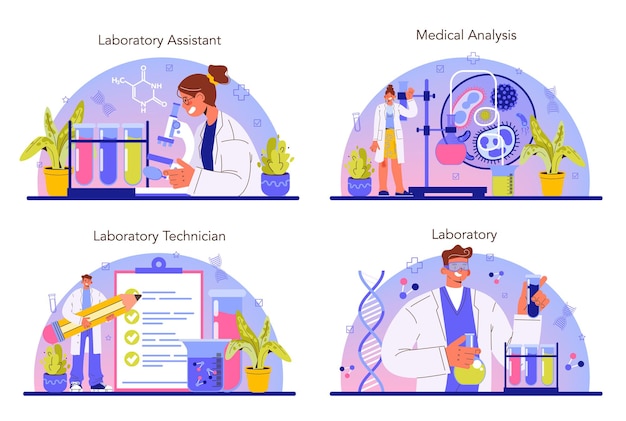 Asistente de laboratorio. investigación farmacéutica, científico haciendo clínica.