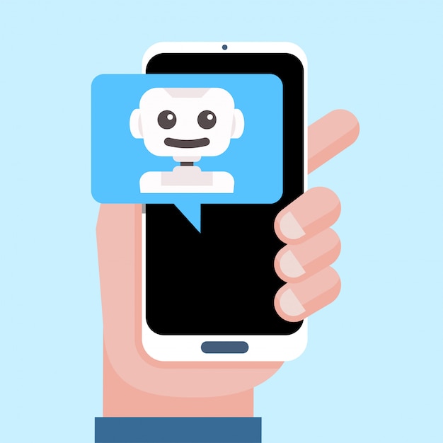 Asistente personal inteligente, asistente virtual, chat bot, concepto chatbot