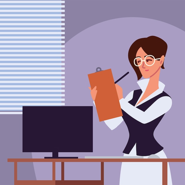 Asistente personal de mujer trabajando