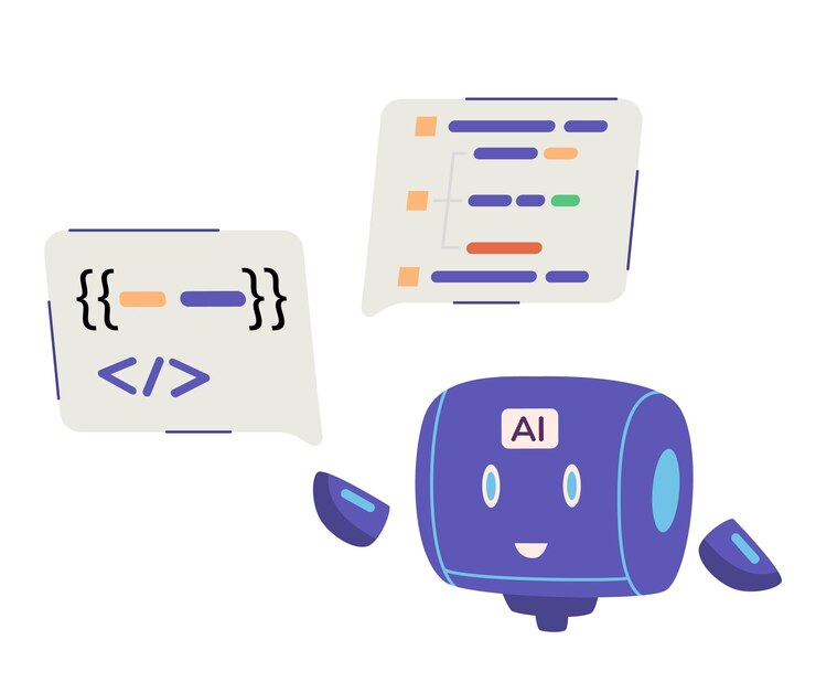 Vector asistente programador de personajes de robot de ia