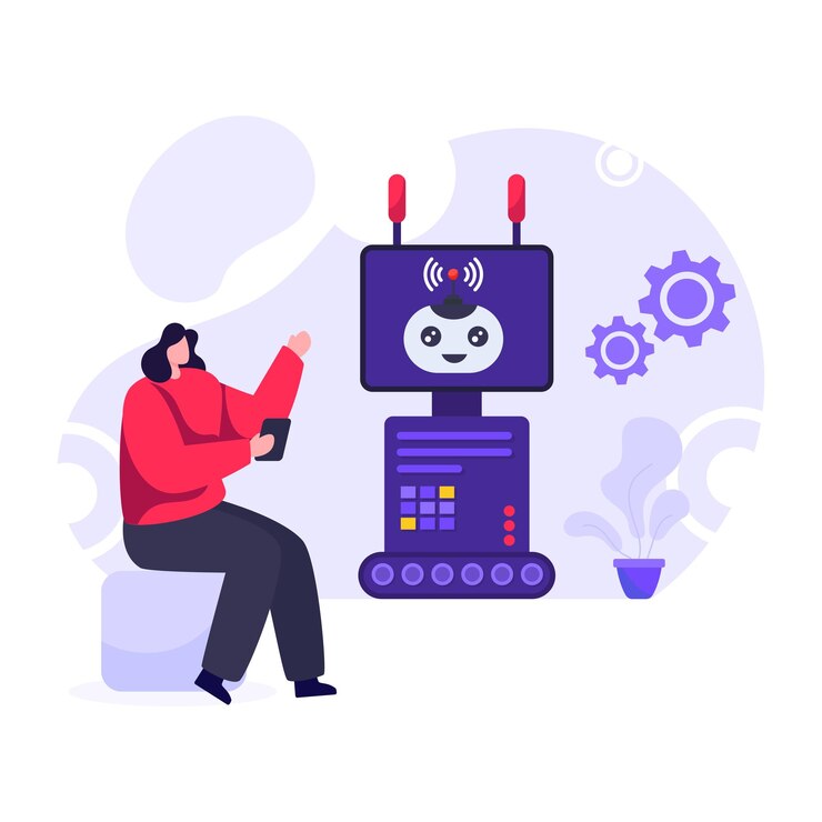 Vector asistente de robot ilustración plana diseño vectorial editable