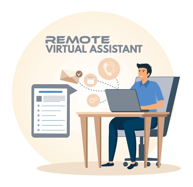 Asistente virtual remoto que trabaja en tareas de productividad desde casa
