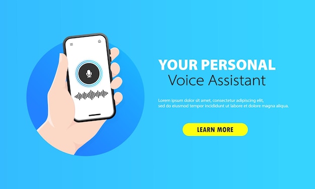 Asistente de voz personal en la ilustración del teléfono inteligente