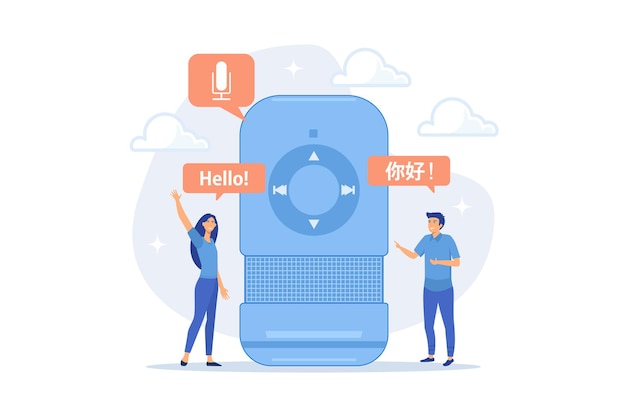 Asistente de voz que se traduce a idiomas asistentes digitales activados por voz idioma de altavoz inteligente