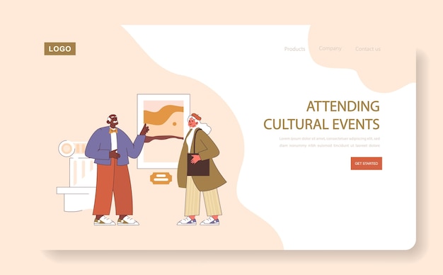 Vector asistir a eventos culturales concepto de personas mayores sofisticadas que aprecian el arte que enriquecen la jubilación con