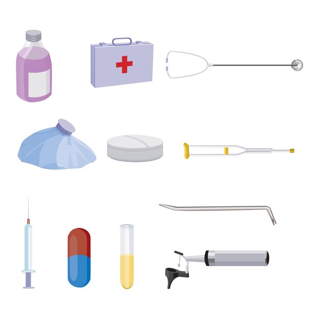 Asortimento de herramientas y suministros médicos