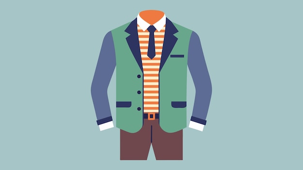 Vector un aspecto elegante y pulido incluyendo un blazer de tweed ahorrado una camisa de oxford a rayas y slimfit