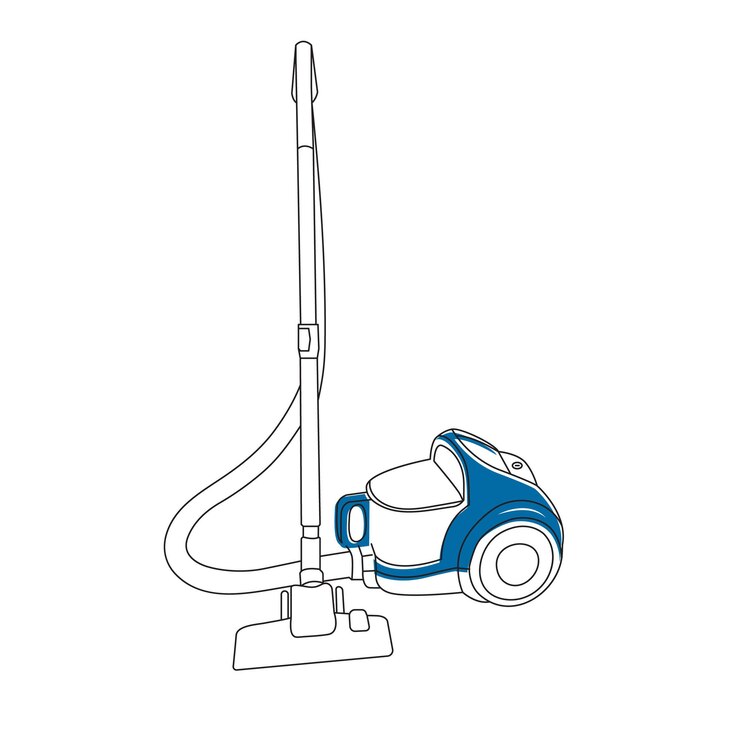 Vector la aspiradora es azul. arte lineal. elemento de diseño. ilustración vectorial.