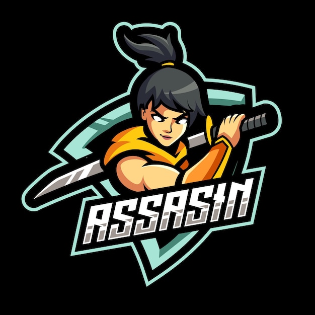Assassin girls e sport mascota logo diseño vector ilustración