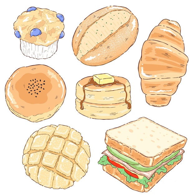 Assortment of Baked Goods and Breakfast Items