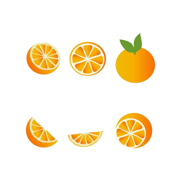 Assortment of Orange Slices and Whole Citrus Fruit Orange fruit set