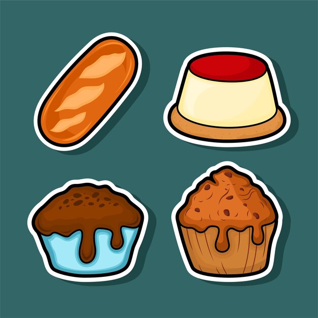 Assortment of Stickers of Various Baked Goods