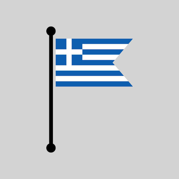 Asta de bandera de Grecia bandera griega diseño de puntero de mapa ilustración vectorial simple