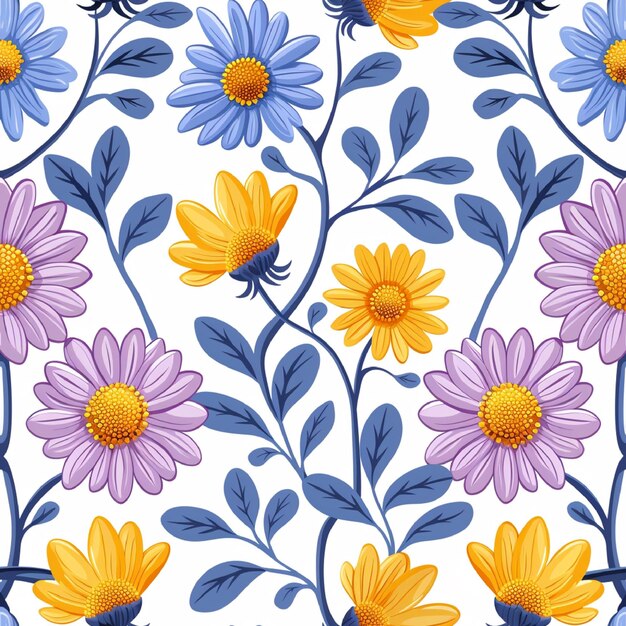 Aster patrón sin costuras vector de fondo plantas lindas gráfico con archivo EPS