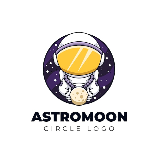 Astro moon cute astronaut logotipo de dibujos animados creativos