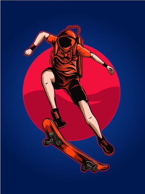 Vector astro skate ilustración espacial