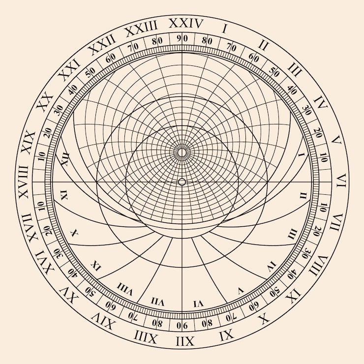 Vector astrolabio de instrumentos sobre un fondo beige