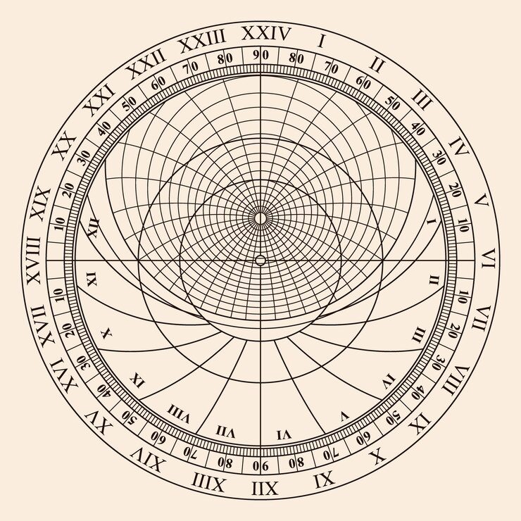 Vector astrolabio de instrumentos sobre un fondo beige