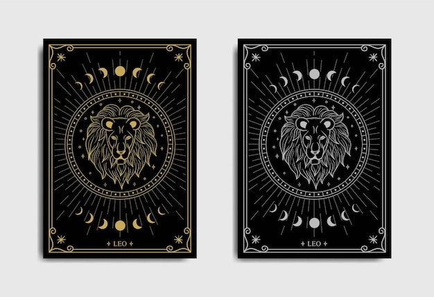 Astrología leo zodiaco u horóscopo arte de línea vectorial