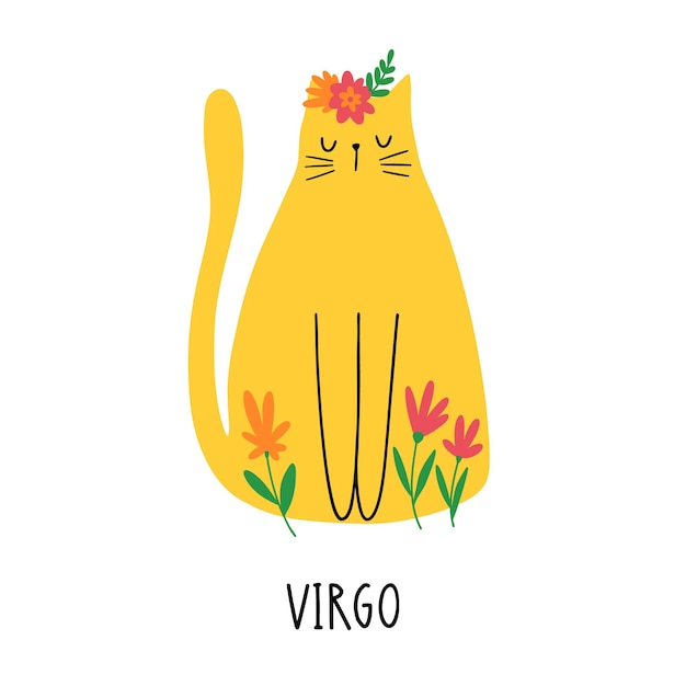 Vector astrología del zodiaco del gato signo de aries estilo de dibujo manual ilustración vectorial símbolos zodiacales