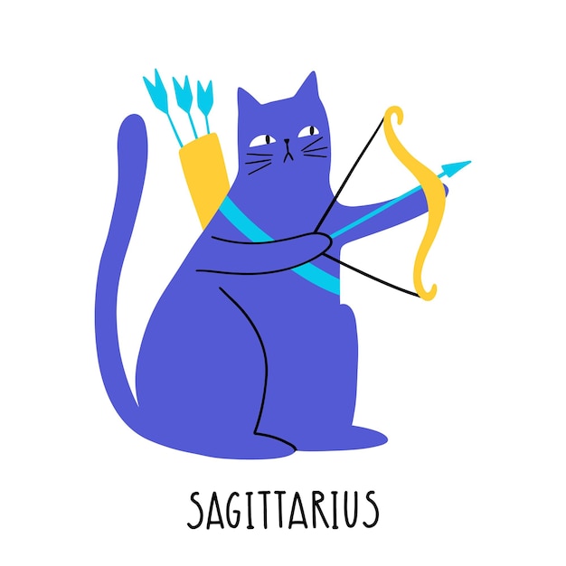 Vector astrología del zodiaco del gato signo de aries estilo de dibujo manual ilustración vectorial símbolos zodiacales