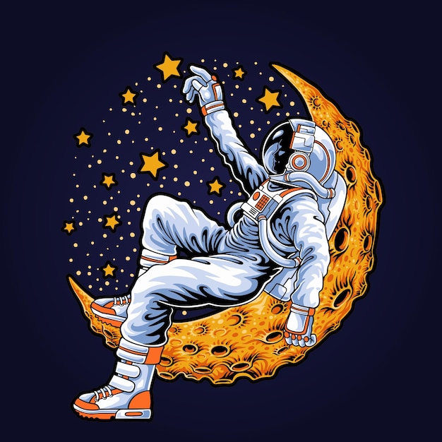 astronauta acostado en la luna ilustración