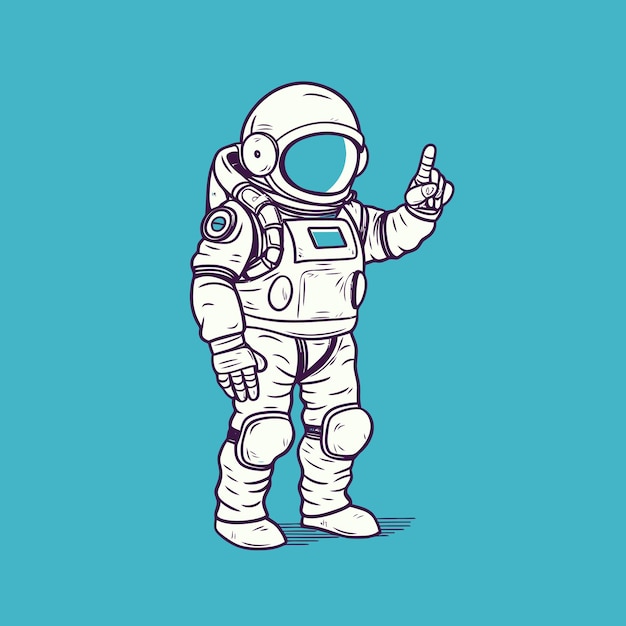 Astronauta agitando la mano de paz ilustración de icono de vector de dibujos animados Iconos de ciencia y tecnología aislados