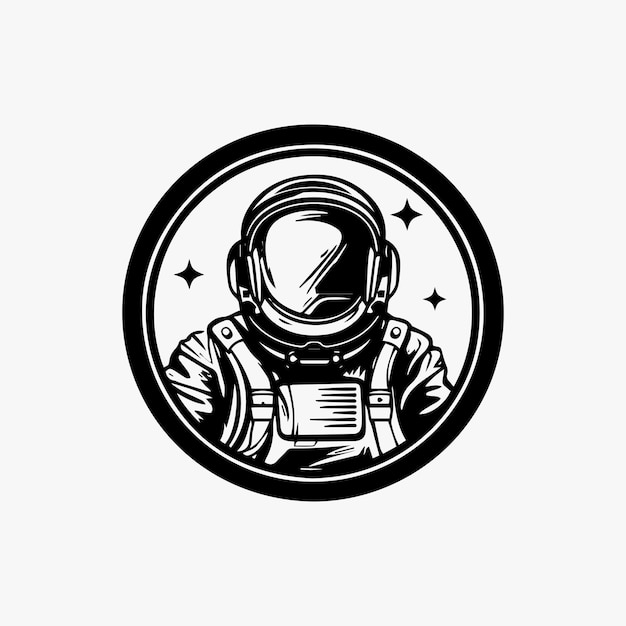 Astronauta astronauta con traje espacial diseño del logotipo ilustración dibujada a mano