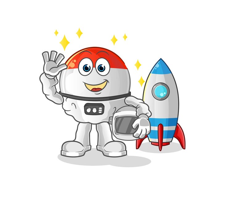 Vector astronauta de la bandera holandesa ondeando el personaje. vector de mascota de dibujos animados
