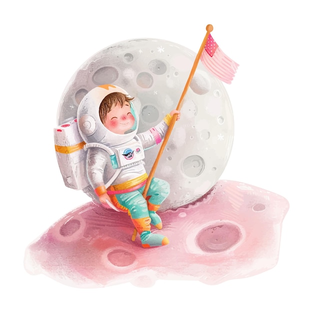 Astronauta con una bandera en la luna 18