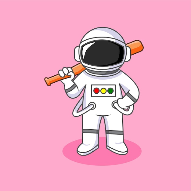 Astronauta con un bate de béisbol en el espacio
